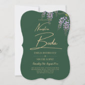 Spaans All-in-1 WISTERIA Gold Text Green BODA Invi Kaart (Voorkant)