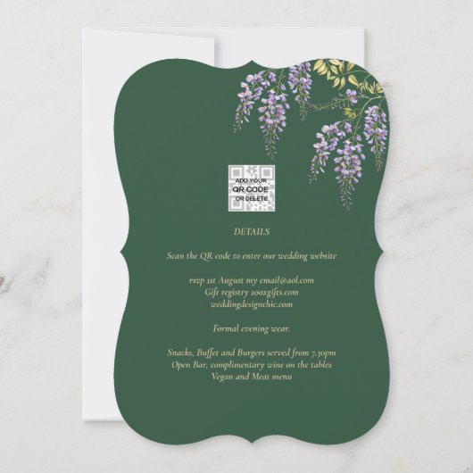 Spaans All-in-1 WISTERIA Gold Text Green BODA Invi Kaart (Achterkant)