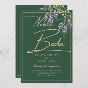 Spaans All-in-1 WISTERIA Gold Text Green BODA Kaart