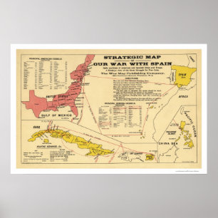 Spaans-Amerikaanse Oorlogskaart 1898 Poster