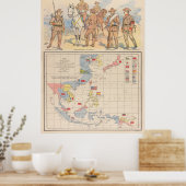  Spaans-Amerikaanse oorlogskaart in het zuidelijk  Poster (Keuken)