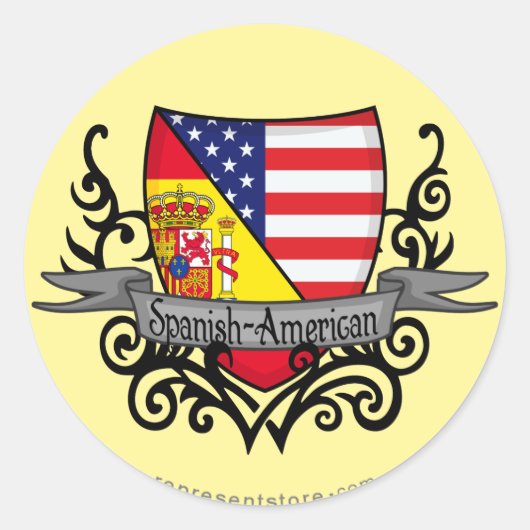 Spaans-Amerikaanse vlag Ronde Sticker (Voorkant)