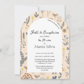 Spaans Any Age Boho Wildflower Verjaardagsfeest Kaart (Voorkant)