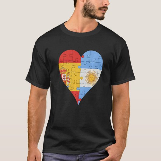 Spaans Argentijns Vlag Hart T-shirt (Voorkant)