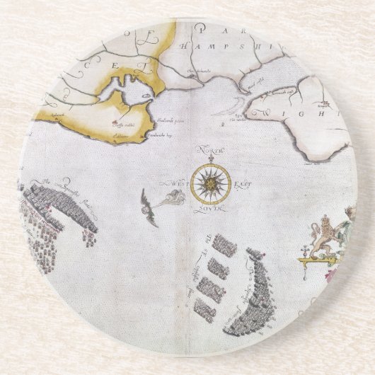 SPAANS ARMADA, 1588 2 ZANDSTEEN ONDERZETTER (Voorkant)