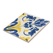Spaans Azulejo Modern Elegant Blauw Geel Tegeltje (Zijkant)