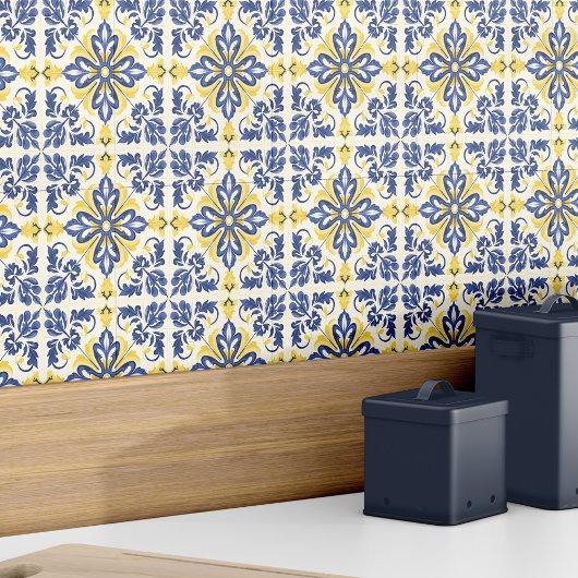Spaans Azulejo Modern Elegant Blauw Geel Tegeltje