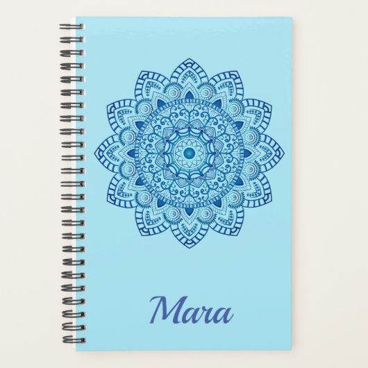 Spaans Azulejo Tegel Art Design Blauw Mandela Planner (Voorkant)