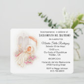 Spaans  Baby Katholieke Bloemen Schrift Kaart (Staand voorkant)