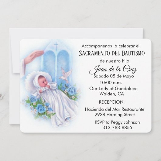 Spaans  Baby Katholieke Bloemen Schrift Kaart (Voorkant)