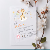 Spaans Baby Meisje Douche Giraffe met ballonnen Acryl Uitnodigingen