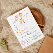 Spaans Baby Meisje Douche Giraffe met ballonnen Kaart