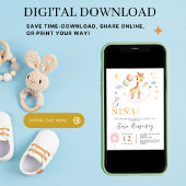 Spaans Baby Meisje Douche Giraffe met ballonnen Kaart