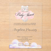 Spaans Baby shower Beer Thema Cloud Gift Registry Acryl Uitnodigingen (Voorkant)