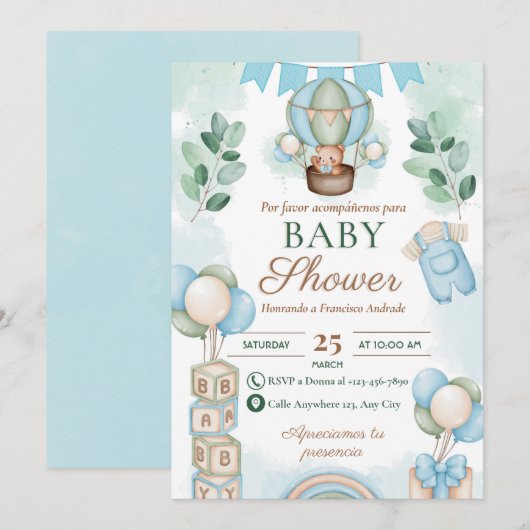 Spaans Baby shower Kaart (Voorkant / Achterkant)