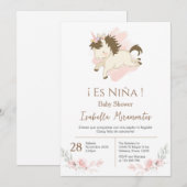 Spaans Baby shower Meisje uitnodiging (Voorkant / Achterkant)