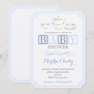 Spaans Baby shower Tea nodigt jongens uit voor jon Kaart