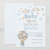 Spaans Baby shower Uitnodiging Blue Beer Boy (Voorkant / Achterkant)