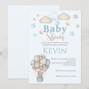 Spaans Baby shower Uitnodiging Blue Beer Boy