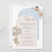 Spaans Baby shower Uitnodiging Blue Beer Boy (Voorkant)