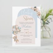 Spaans Baby shower Uitnodiging Blue Beer Boy (Staand voorkant)