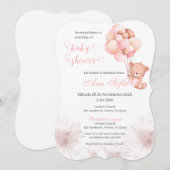 Spaans Baby shower Uitnodiging Roze Beer Meisje (Voorkant / Achterkant)
