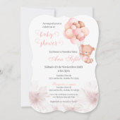 Spaans Baby shower Uitnodiging Roze Beer Meisje (Voorkant)