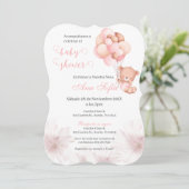 Spaans Baby shower Uitnodiging Roze Beer Meisje (Staand voorkant)