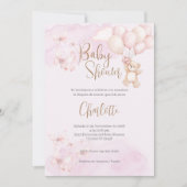 Spaans Baby shower Uitnodiging Roze Beer Meisje (Voorkant)