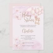 Spaans Baby shower Uitnodiging Roze Beer Meisje (Voorkant / Achterkant)