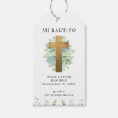 Spaans, Baptism Elegant Gold Cross met Griekenland Cadeaulabel (Voorkant)