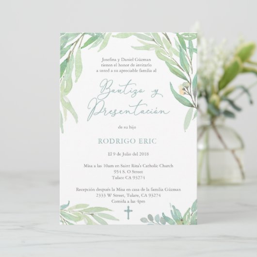 Spaans Baptism Presentation Misa voor slanke jonge Kaart (Staand voorkant)