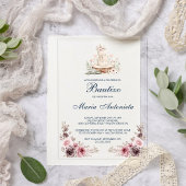 Spaans Bautizo de Niña Floral Bunny Baby Acryl Uitnodigingen