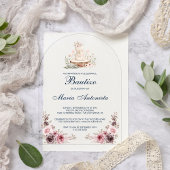 Spaans Bautizo de Niña Floral Bunny Baby Acryl Uitnodigingen