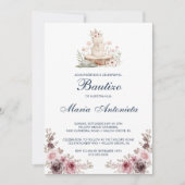 Spaans Bautizo de Niña Floral Bunny Baby Kaart (Voorkant)