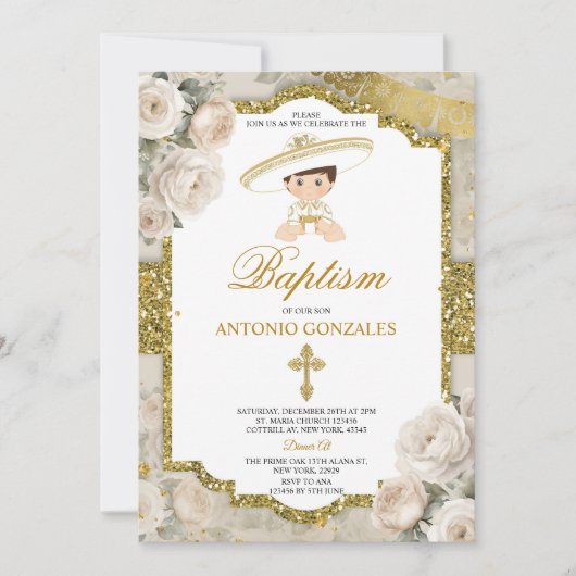 Spaans Bautizo Fiesta Schattige jongetje doop Kaart (Voorkant)
