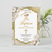 Spaans Bautizo Fiesta Schattige jongetje doop Kaart (Staand voorkant)