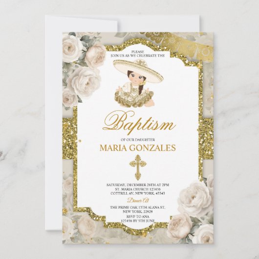 Spaans Bautizo Fiesta Schattige Meisje Dopen Kaart (Voorkant)