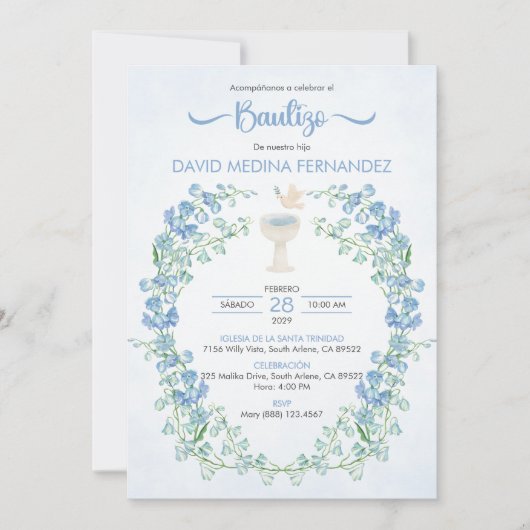 Spaans Bautizo Uitnodiging Schattigee Kelk Doop (Voorkant)