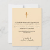 Spaans Begrafenis Sympathie Heilige Kaart Dank u (Achterkant)