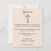 Spaans Begrafenis Sympathie Heilige Kaart Dank u (Achterkant)