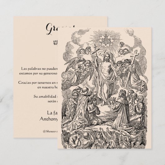 Spaans Begrafenis Sympathie Heilige Kaart Dank u (Voorkant / Achterkant)