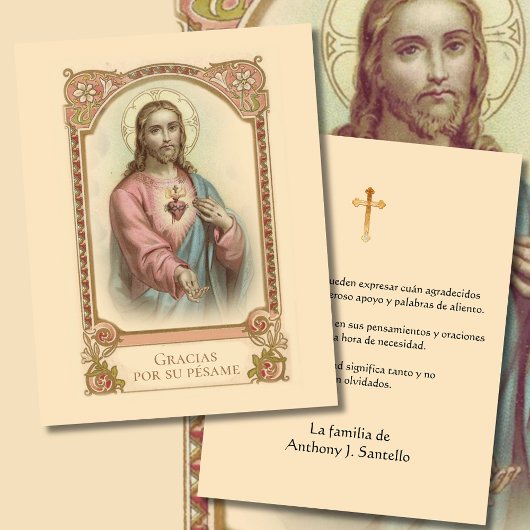 Spaans Begrafenis Sympathie Heilige Kaart Dank u
