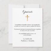 Spaans Begrafenis Sympathie Heilige Kaart Dank u (Achterkant)