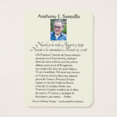 Spaans begrafeniskatholiek Jezus Memorial Prayer Visitekaartje (Achterkant)