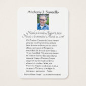 Spaans begrafeniskatholiek Jezus Memorial Prayer Visitekaartje (Achterkant)