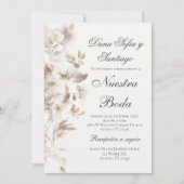Spaans Beige bloemenbruiloft Kaart (Voorkant)