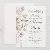 Spaans Beige bloemenbruiloft Kaart (Voorkant / Achterkant)