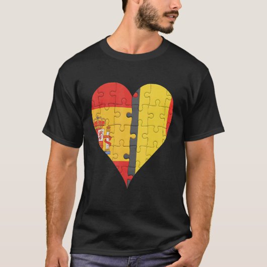 Spaans Belgisch Vlag Hart T-shirt (Voorkant)