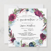 Spaans Berry, Bourgogne Red Wreath Quinceañera Kaart (Voorkant)